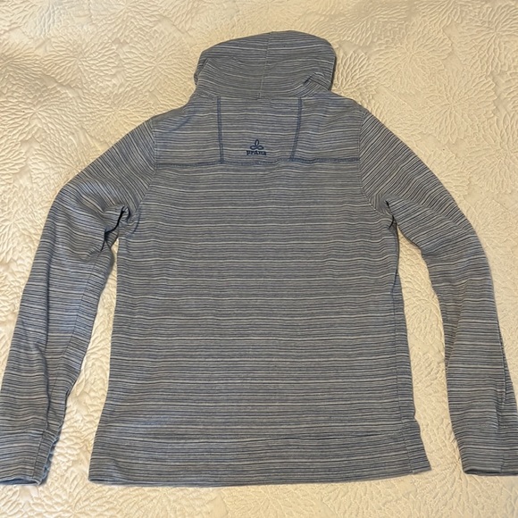 Blue Prana Hoodie Sweatshirt Medium Blue and White Stripes - Picture 2 of 4